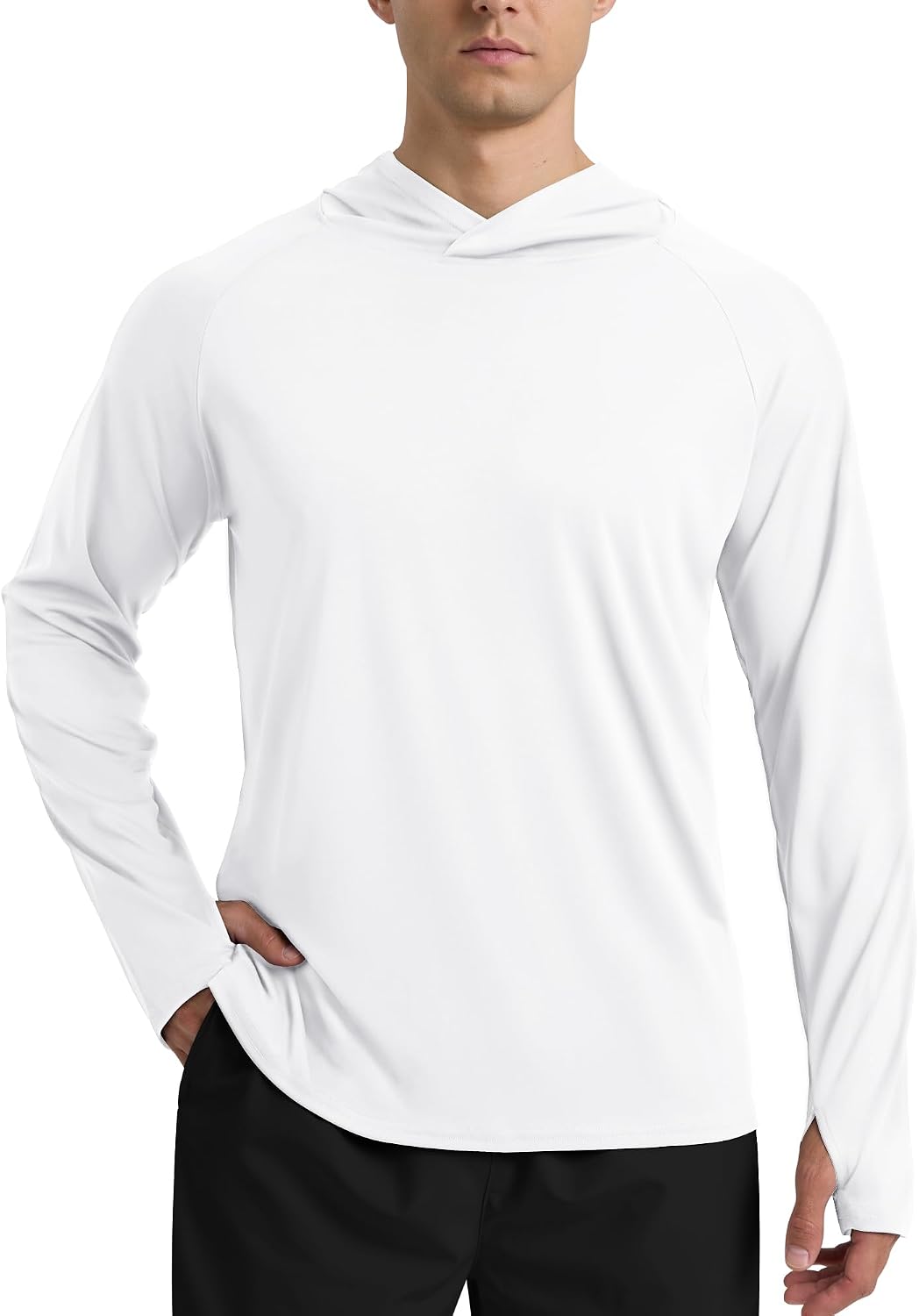 Men's UPF 50+ Long Sleeve Sun Hoodie – Lightweight, Quick-Dry, Moisture-Wicking Performance Top for Fishing & Workout (Poly-Spandex, 6 oz)