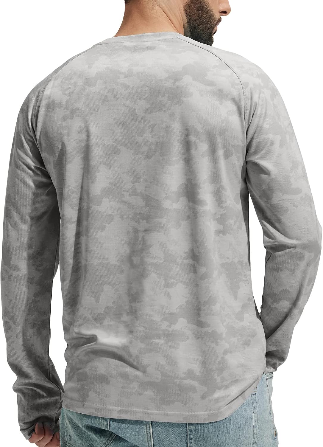 Men's UPF 50+ Dry-Fit Rash Guard – Long Sleeve with Thumb Holes & Raglan Sleeves, Cool-Touch for Fishing, Running & Beach (5.8 oz) - Image 2