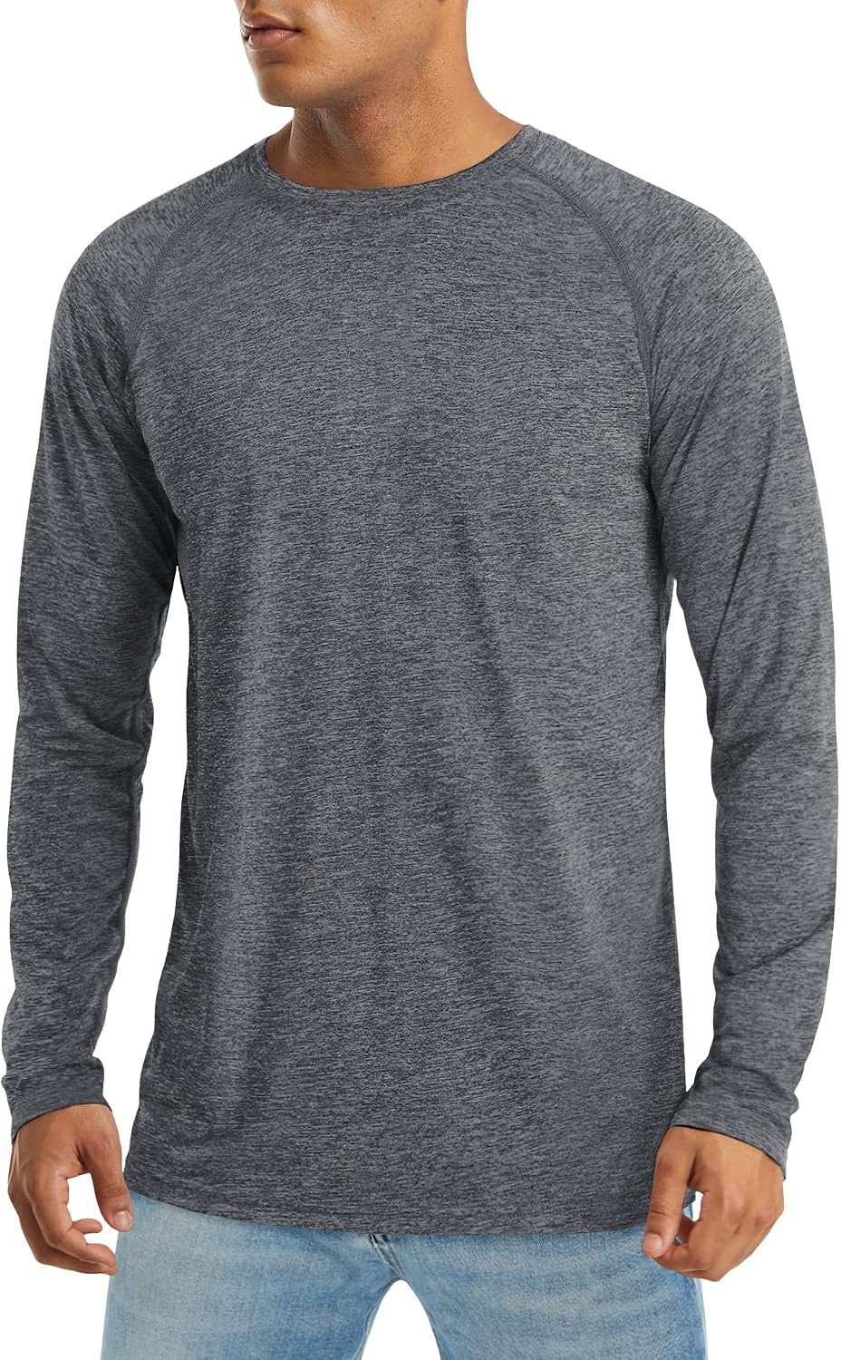 Men's Long Sleeve UPF 50+ Dry-Fit Sun Shirt – Lightweight, Moisture-Wicking Rash Guard for Workout & Fishing (Breathable, Polyester, 5.4 oz)